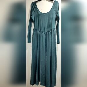Green Long Sleeve Scoop Neck Sundress